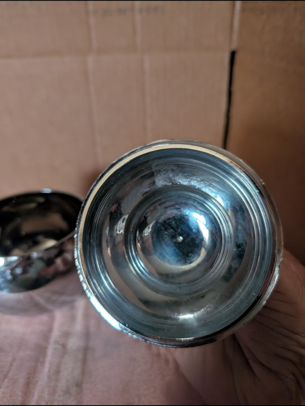 Polished Silver Decorative Lidded Jar - Sleek Home Accent - Picture 3 of 6
